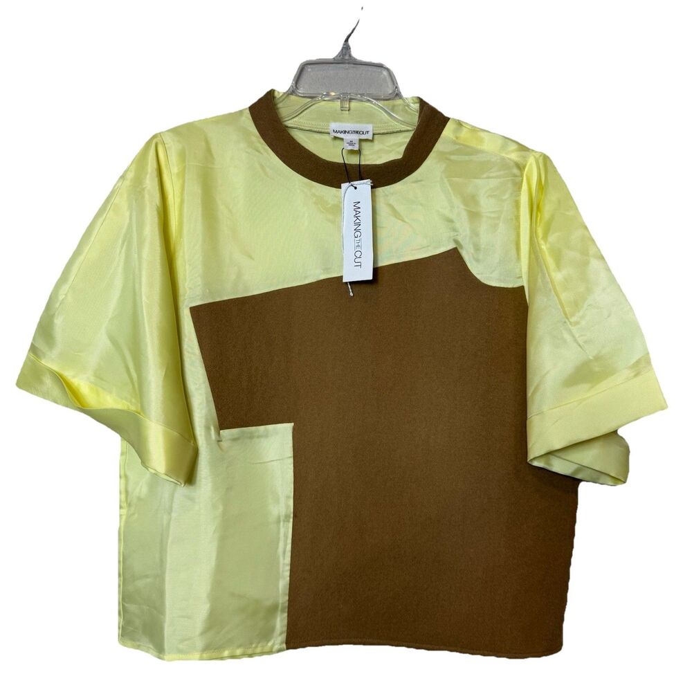 Limited Edition Making The Cut Wool  Nylon Short Sleeve Top Yellow Brown Size M